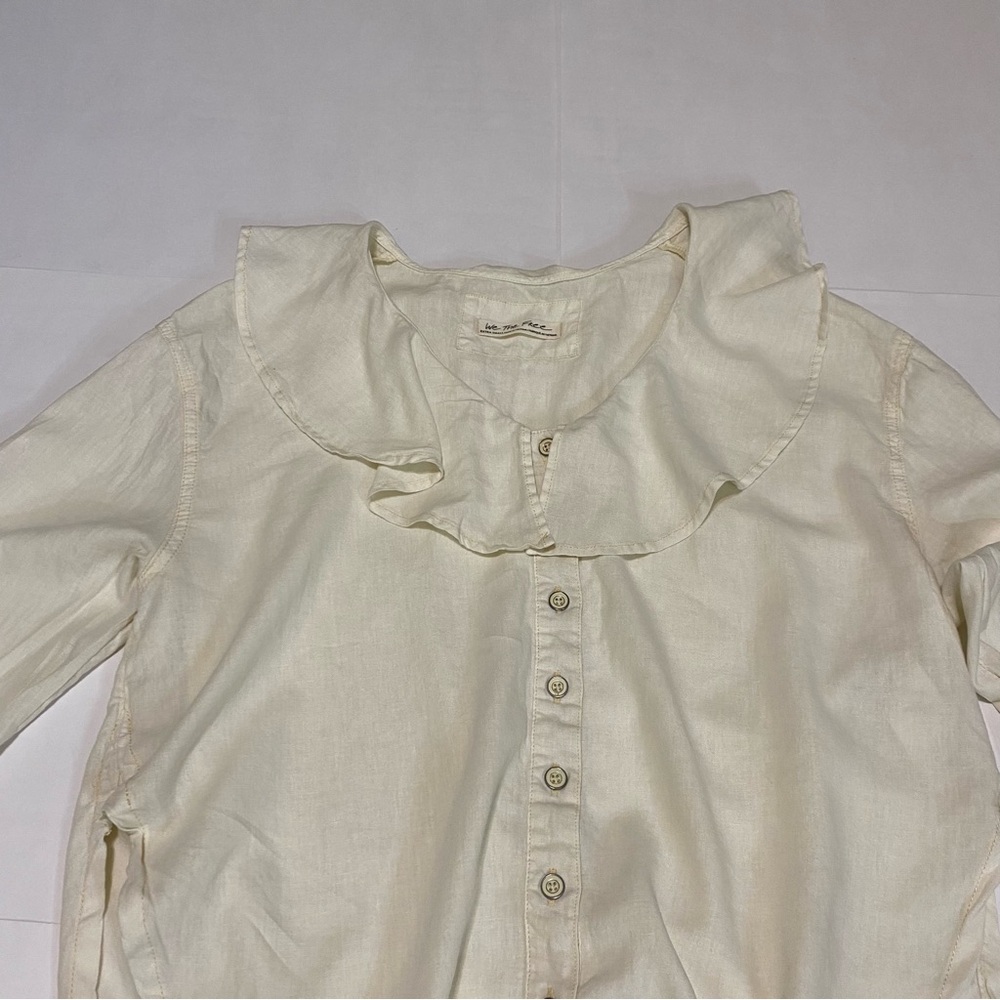 We The Free Cream Ruffled Bib Collar Blouse - Picture 5 of 16